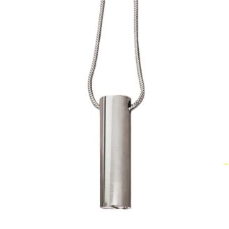 Tube or Capsule Shaped Silver-coloured Stainless Steel Cremation Ashes Memorial Jewellery Necklace Urn