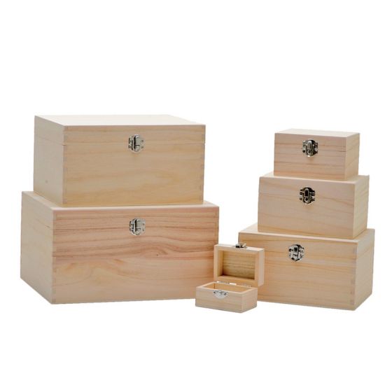 **SALE** ONE Set of FOUR Rectangular Wooden Boxes with silver Clasp (NOT 6)