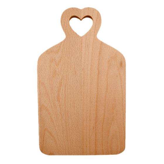 27cm Solid OILED Beech Wood Board with Heart Shaped Handle Hole - Chopping / Cheese / Cutting / Serving Platter